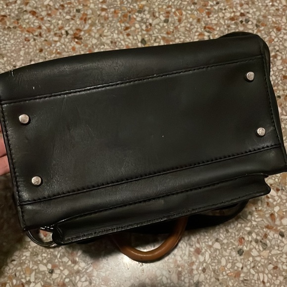 KATE SPADE Bow Bridge Kennedy Black & Tan Ostrich Leather Handbag - Picture 8 of 12